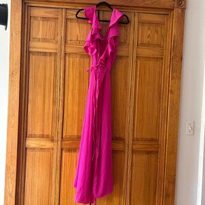 ASOS Fuchsia Ruffle Tie Waist Midi Dress – Size US 6 - Vintage